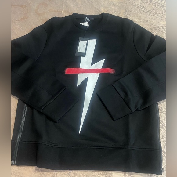 Neil Barrett Lightning Bolt  Neoprene Side-zip Sweatshirt - Picture 4 of 11